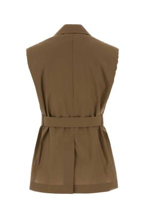 Brunello Cucinelli Womens Cappuccino Cotton Blend Vest C9266 Exterior: Nylon Maglie Sweater