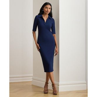 Ralph Lauren Midi-jurk met polokraag, korte mouwen