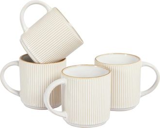 Beliani Conjunto de 4 tazas Gres Beige claro
