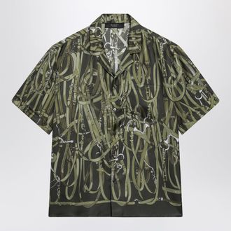 Gucci Camicia bowling verde scura in seta