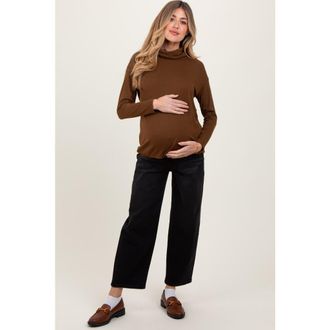 Pinkblush Cropped Wide Leg Maternity Jeans in Black at Nordstrom, Size 29