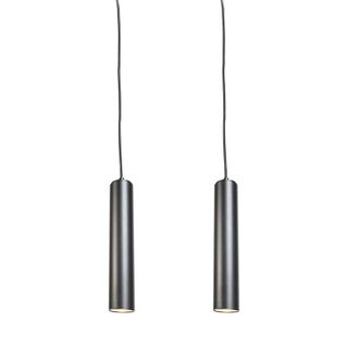 QAZQA Moderno Set De 2 L&aacute;mparas Colgantes De Dise&ntilde;o Negro - Tuba Small Acero Cil&iacute;ndra /alargada Adecuado Para Led Max. 2 X 50 Watt - Qazqa