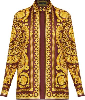Versace Baroque-Inspired Silk and Nylon Blend Top