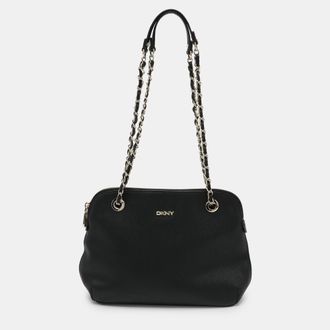 DKNY Dkny Black Leather Dome Satchel