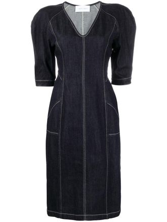 Alberta Ferretti denim midi dress - women - Cotton/Spandex/Elastane - 42 - Blue