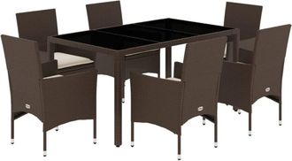vidaXL Juego De Comedor De Jard&iacute;n 7 Pzas Con Cojines Rat&aacute;n Pe Marr&oacute;n Vidaxl