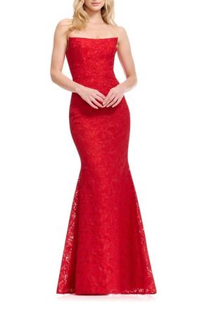Dress The Population Murphy Strapless Evening Gown in Rouge at Nordstrom, Size Medium
