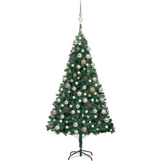 vidaXL &Aacute;rbol De Navidad Preiluminado Con Luces Y Bolas Verde 180 Cm Vidaxl