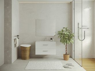 Vente-Unique Mobile per bagno sospeso con lavabo singolo 80 cm Bianco - KAYLA