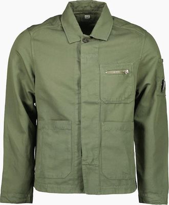 C.P. Company Mens Cotton/Linen Lens Overshirt - Green - Size: 40/Regular