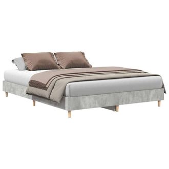 Berkfield Home Bed Frame No Mattress Concrete Grey 150x200 cm King Size Wood