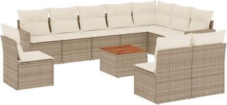 vidaXL Set De Sof&aacute;s De Jard&iacute;n 11pzas Con Cojines Rat&aacute;n Sint&eacute;tico Beige Vidaxl