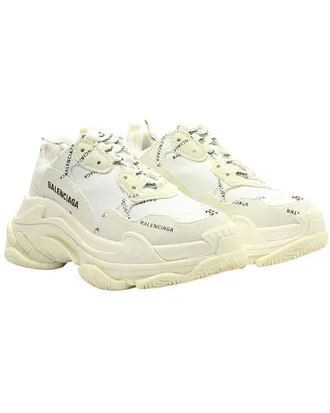 Balenciaga Womens Polyurethane Triple S Sneaker Allover Logo (Authentic Pre-Loved)
