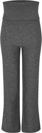 Off-white Off White Dames/Dames Off Ribbed Fold Over Wide Leg Broek (Donkergrijs)