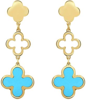 Italian Gold, Inc 14K Turquoise Clover Dangle Earrings