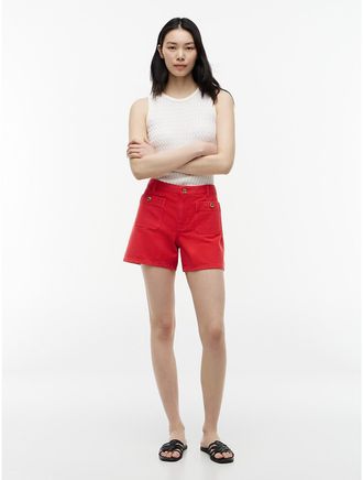 Tommy Hilfiger Womens Patch Pocket 5 Denim Short - Red - 10