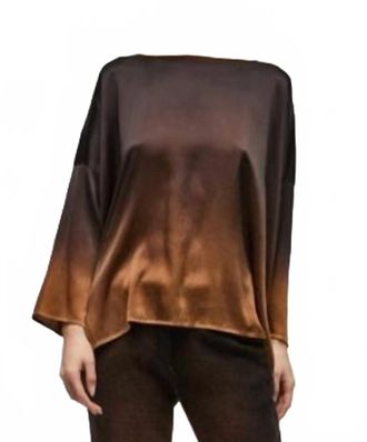 Avant Toi Degraded 3/4 Sleeve Silk Blouse In Nero/ciocco