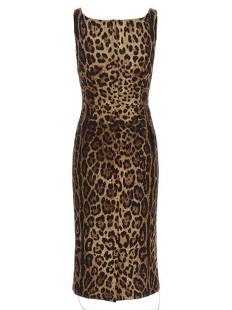 Dolce & Gabbana Womens Brown Silk Midi Dress