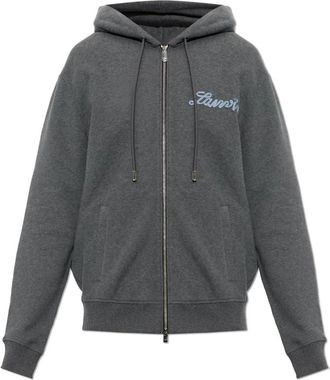 Lanvin Felpa con zip e nastro - - Sweatshirts & Hoodies - Uomo - Grigio - L