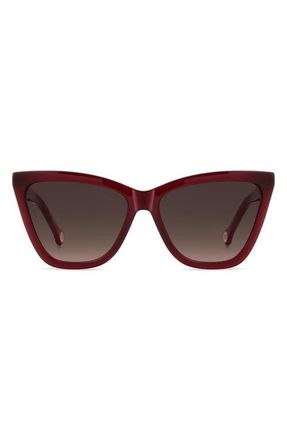 Carolina Herrera 59mm Gradient Cat Eye Sunglasses in Burgundy/Brown at Nordstrom