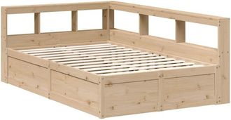 vidaXL Bookcase Bed without Mattress 135x190cm Solid Wood Pine Vidaxl