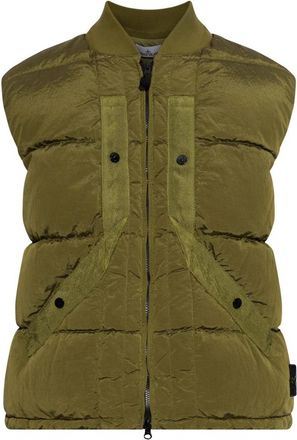 Stone Island Donsjack met bomberkraag - Heren - Bodywarmers - Groen - S - Leer - Jassen