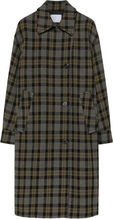 Pomandere Tartan Jas - Dames - Mantel - Groen - M - Wol - Jassen