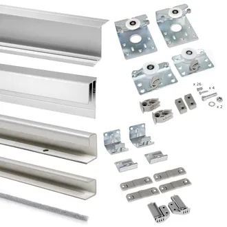 Emuca Emuca Kit Di Ferramenta Per Armadio A 2 Porte Scorrevoli E Chiusura Ammortizzata Neco, Spessore 16 Mm, Pannelli Non Inclusi, Grigia Metallizzata