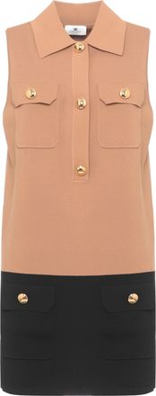 Elisabetta Franchi Viscose Mini Dress With V Neckline And Flap Pockets