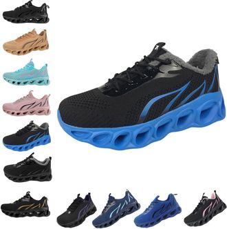 Generic Womens Relieve Foot Pain Perfect Walking Shoes,Womens Mens Neuropathy Running Shoes,Non Slip Orthopedic Casual Shoes (Black Blue(Velvet), Adult, Women