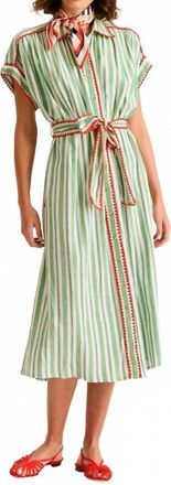 Carolina K Valerie Kaftan Midi Dress In Green Stripe