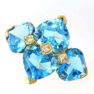 C&A Blue Yellow Gold Yellow Gold (18K) Band Ring (Pre-Owned)