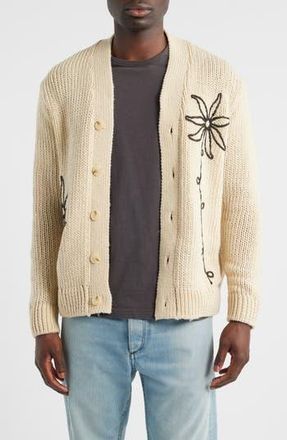 Nn.07 Mika 6620 Flower Embroidered Recycled Polyester Blend Cardigan in Ecru at Nordstrom Rack, Size X-Large