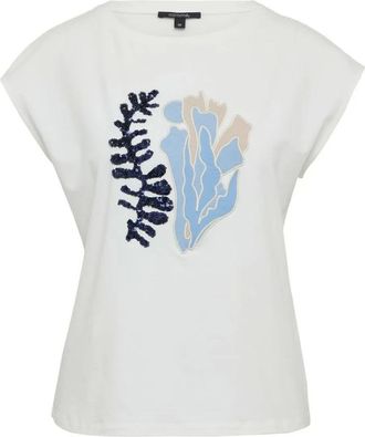 Comma T-shirt - Dames - Tops - Beige - Maat: L Katoen