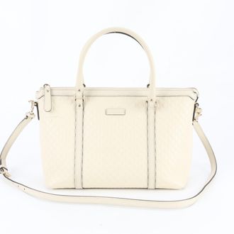 Gucci Cream Leather Shoulder Bag Tote Bag (Pre-Owned)