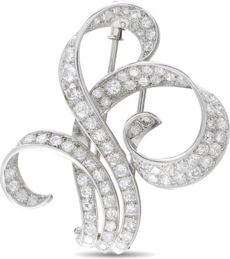 Luxury Bazaar Antique 18K White Gold 4.85ct Diamond Brooch MF11-080326