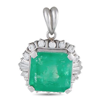 Luxury Bazaar Platinum 0.84ct Diamond and Emerald Pendant MF40-050726