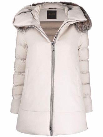Moorer zip-fastening padded coat - women - Cashmere/Wool/Polyamide/Polyurethane/Feather Down/Polyamide - 44 - Neutrals