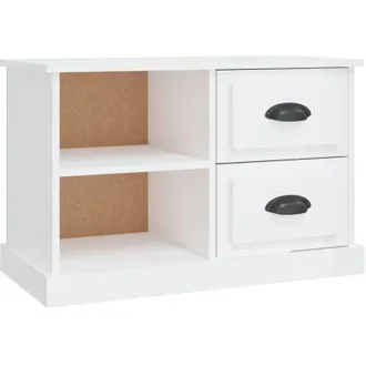 vidaXL Mueble De Tv Madera Contrachapada Blanco Brillo 73x35,5x47,5 Cm Vidaxl