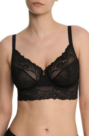 Natori Heavenly Full Coverage Longline Lace Underwire Bra in Black at Nordstrom, Size 40Ddd