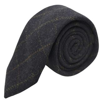 King & Priory Boys Heritage Check Navy Blue Tie