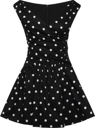 Self Portrait Polka-Dot Cotton Mini Dress