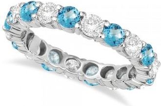 Allurez Eternity Diamond & Blue Topaz Anniversary Band 14k White Gold (3.50ct)