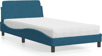 vidaXL Cama Con Colch&oacute;n Terciopelo Azul 100x200 Cm Vidaxl