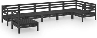 vidaXL Juego De Muebles De Jard&iacute;n 7 Pzas Madera Maciza De Pino Negro Vidaxl