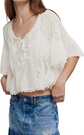 Free People Michelle Scoop Neck Blouse In Clean Ivory