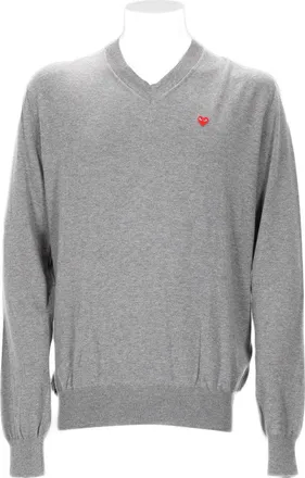 Comme Des Gar&ccedil;ons Long-Sleeve Knit Sweater With V-Neckline And Signature Heart Emblem
