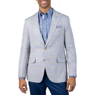 Tailorbyrd Textured Yarn Dye Windowpane Sport Coat in Regent Grey at Nordstrom Rack, Size 48 Regular