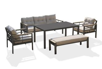 DCB Garden Conjunto de comedor de jard&iacute;n 7 plazas de aluminio