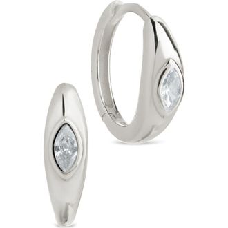 Sterling Forever Camila Marquis Cubic Zirconia Huggie Hoop Earrings in Silver at Nordstrom Rack